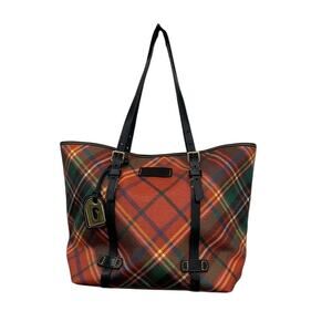 Dooney & Bourke Tartan Plaid Shoulder Tote Rust Red Green Black Authenticated